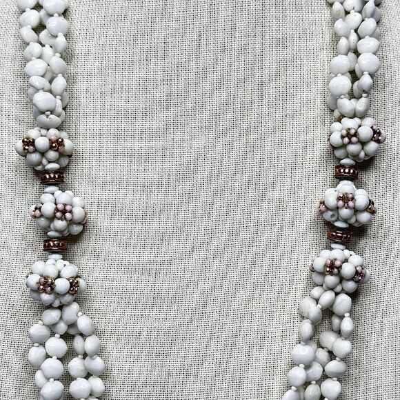 Luisa Conti Milk Glass Necklace Vintage 1970’s Italian Designer 4 Strand FLAWED - Picture 4 of 16